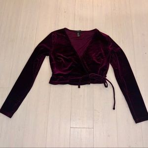 Forever 21 velvet tie crop top